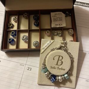 Teal and Silver Beaded Bracelet